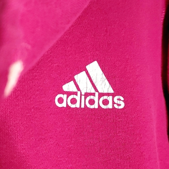Adidas Magenta/Pink Graphic Zip Up Cowl Neck Sweater - Size Medium - Picture 5 of 6